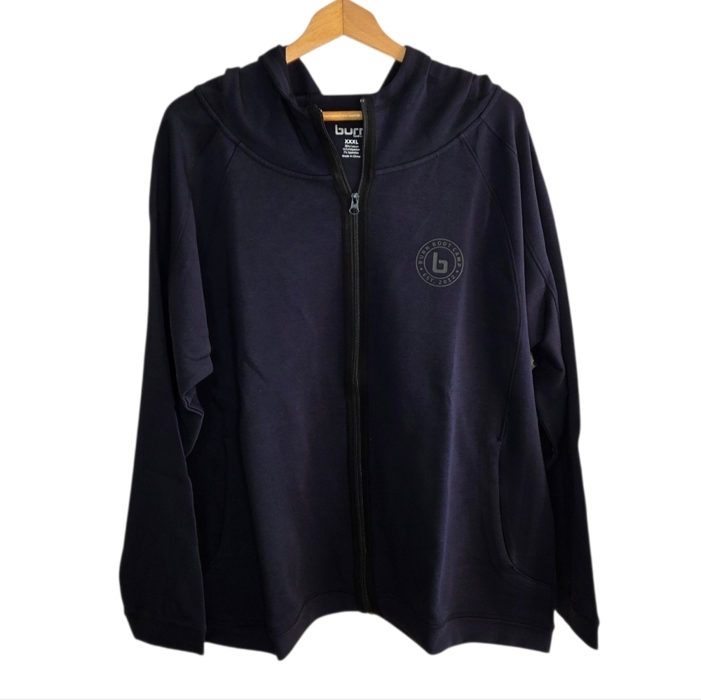 NWT Burn Boot Camp | Navy Blue Full Zip Scuba Hoodie Jacket Size XXXL